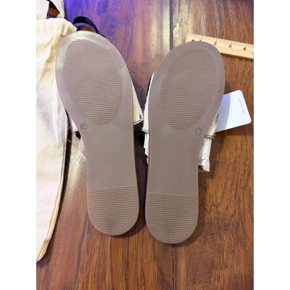 Myra Lettie Ridge Dark Hide Hair-On Leather Slide Sandals Size 9 NWT Cowhide